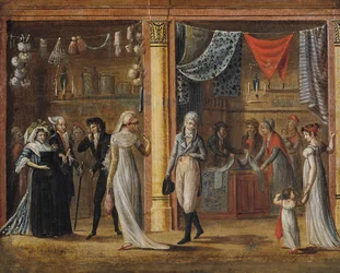 La Galería del Palais Royal, después de una pintura de Jean Francois Bosio